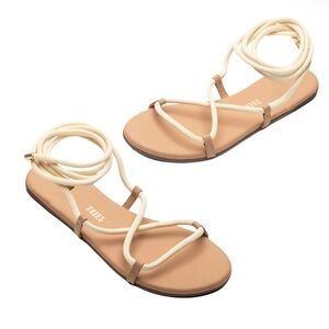 TKEES Women's Cream and Tan tie rope Sandals
